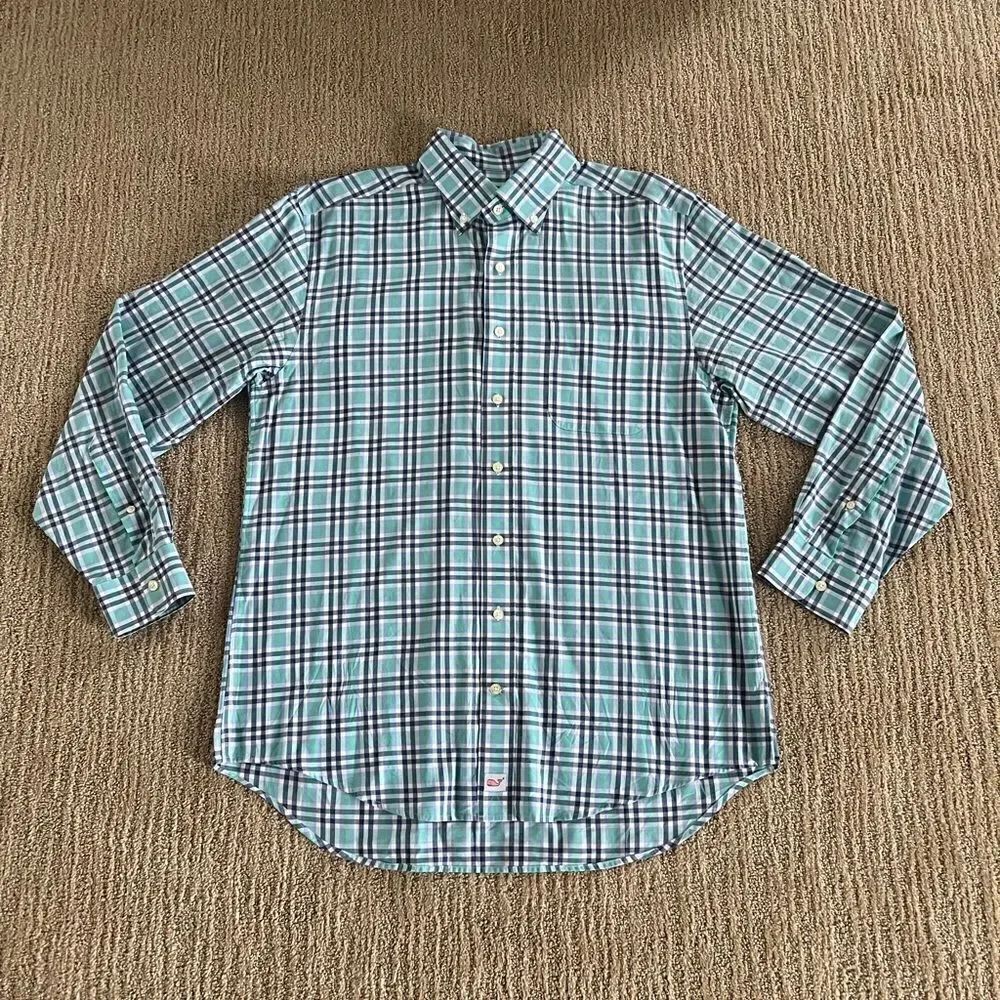 Vineyard Vines Blue Plaid Button Down Murray Shirt